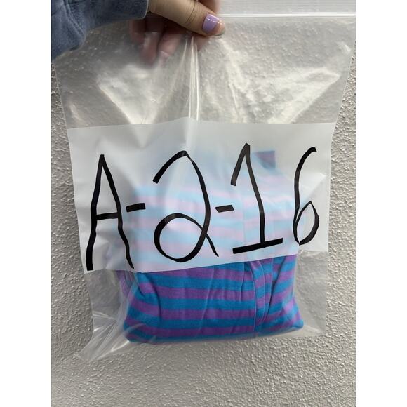 Womens Just Love Dress Size Medium Blue and Purple Striped Sleeveless - Picture 10 of 10